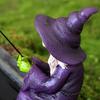 Witch Fishing Statue Decor UV Resistant Waterproof Halloween Resin Gothic Figure Garden Pond Edge Ornament