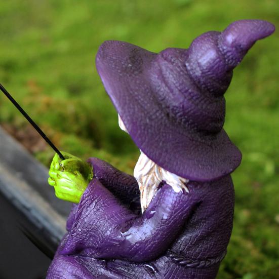 Witch Fishing Statue Decor UV Resistant Waterproof Halloween Resin Gothic Figure Garden Pond Edge Ornament