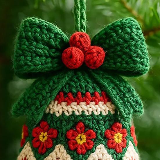 Handmade Christmas Bell Ornament DIY Knitted Santa Claus Bell Crochet
