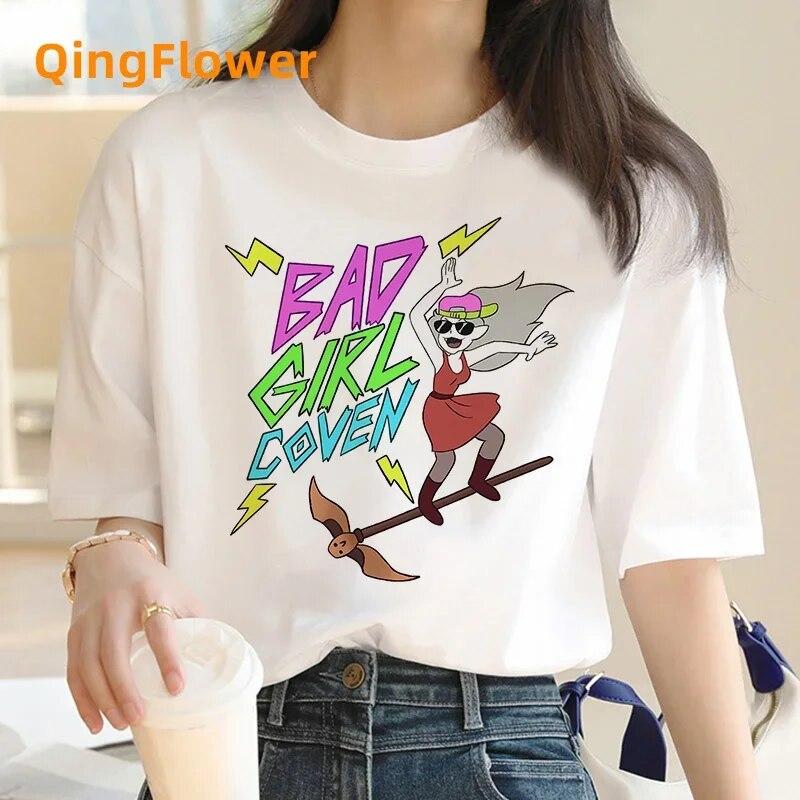 Owl House T Shirt Top Tees Women Streetwear Japanese White T Shirt Funny T-shirt Clothes Manga Couple Clothes