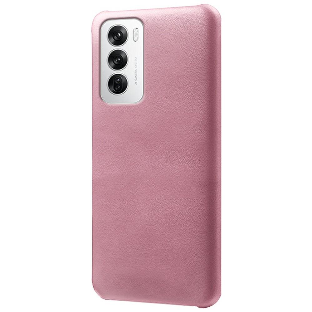 

For Oppo Reno12 5G (Global) Case Calf Texture PU Leather Hard PC Protective Phone Cover Rose Gold