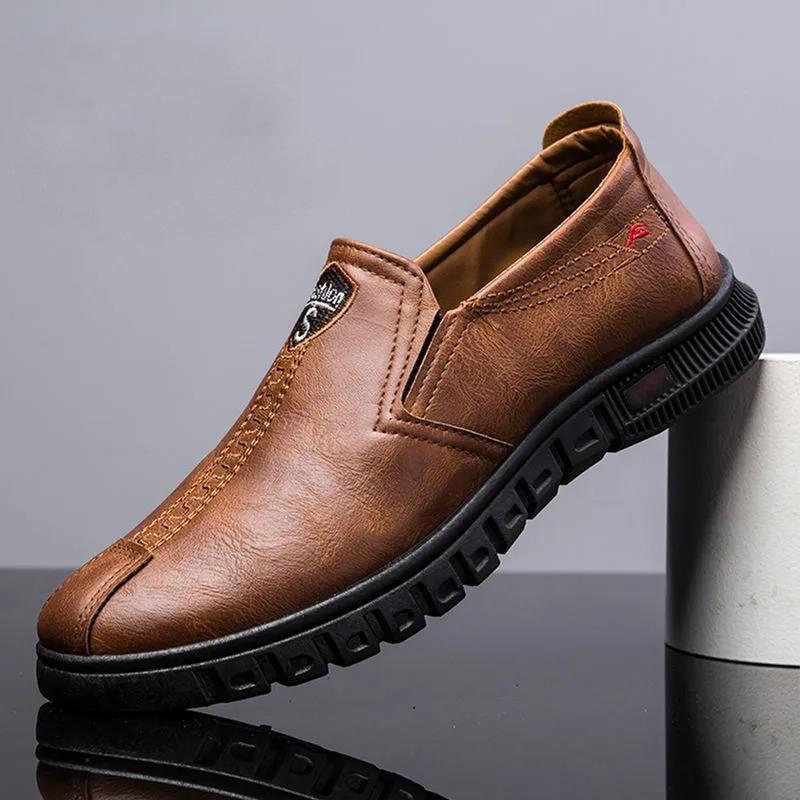 Autumn PU surface men's shoes casual soft sole soft surface one pedal lazy work shoes