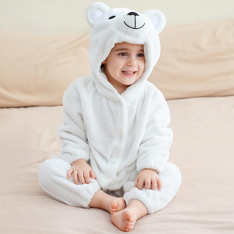 

Animal Onesie Pajamas for Girls Boys Flannel Sleepwear Winter Warm Homewear Jumpsuit Children s One-Piece Hooded Fleece Rompers Long Sleeve Outfits 120