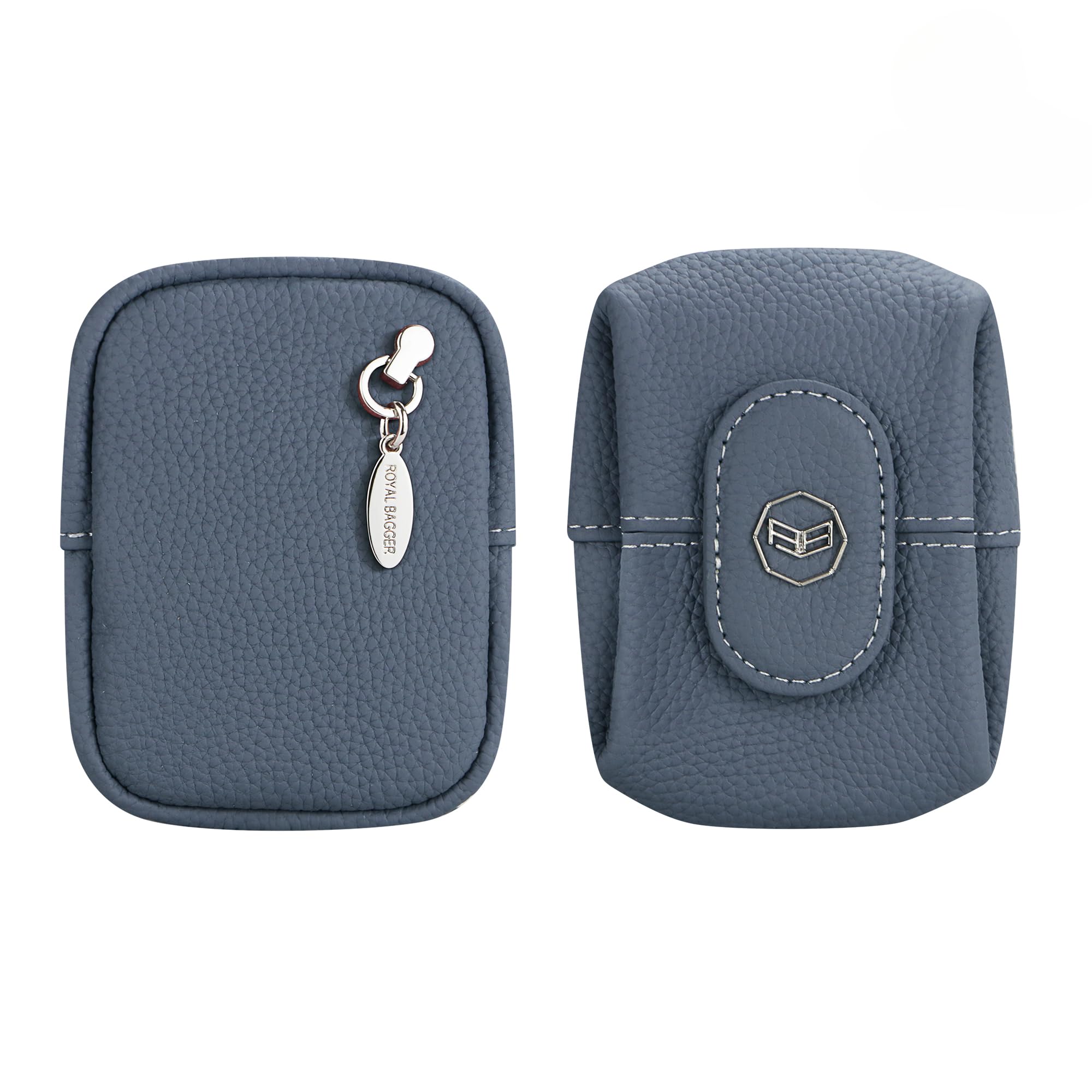 

Royal Bagger RFID Mini Leather Coin Purse for Women - Small Solid Color Wallet Pouch for Keys, Earphones & Essentials 3603 (Smoke Blue)