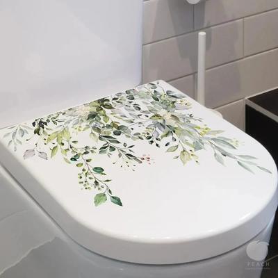 1PCS Green Plants Flowers Wall Sticker Bathroom Toilet Decor Decals Living Room Cabinet Home Decoration Self Adhesive Mural