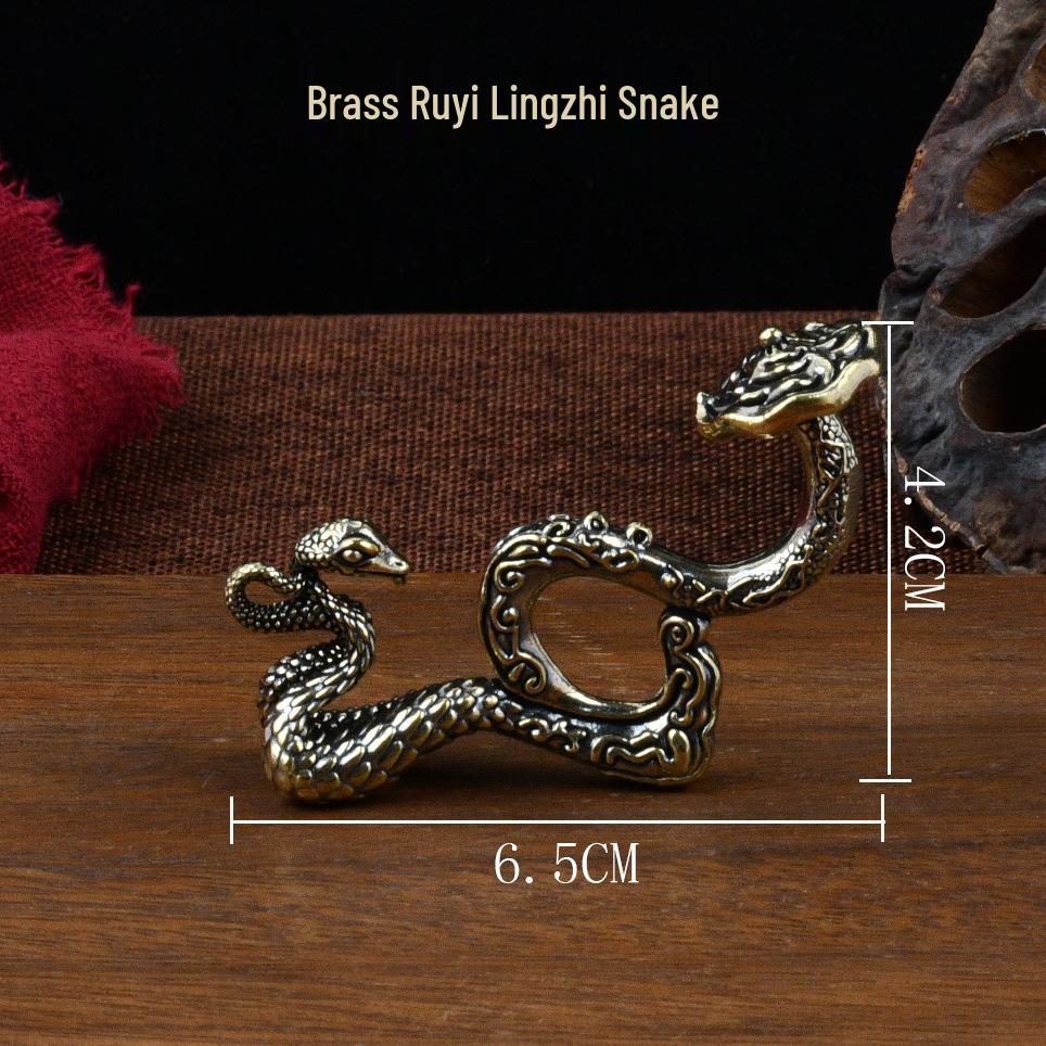 Brass Lingzhi Snake Ornament