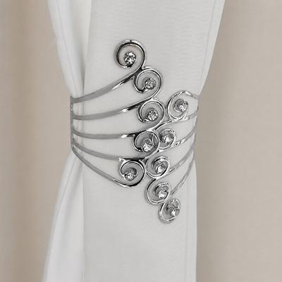 2 Pack Curtain Tiebacks with Decoration, Adjustable Curtain Clips for Drapery Holdbacks