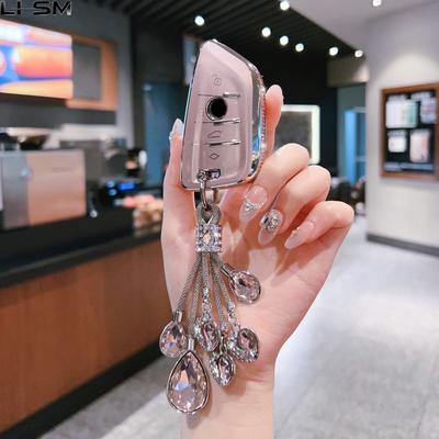 Pink Diamond Style Tpu For Bmw 216I F46 X1 X2 X3 X5 X6 Gt 2 5 6 7 Series 3 4 Button Remote Car Key Case Cover Holder Keychain