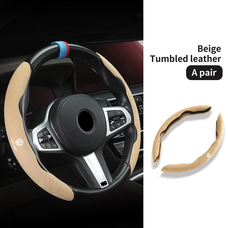 Leather Car Steering-wheel Cover Anti-slip Steer Wheel Cushion For Volkswagen VW Scirocco Passat Polo B5 B6 B7 CC Tiguan Sharan QS0