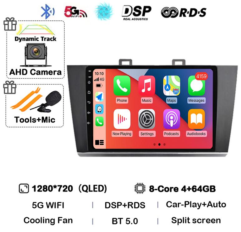 Android 14 Carplay Auto Car Radio For Subaru Outback Legacy 2014 2015 2016 2017 2018 Multimedia Player GPS 4G WIFI Stereo BT DSP