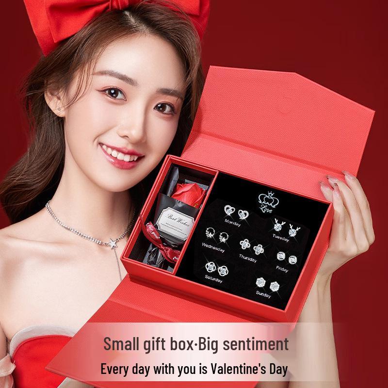 Sterling Silber 925 Ohrstecker Set - Elegant Leichter Luxus für Geburtstags- oder Weihnachtsgeschenke für Mädchen