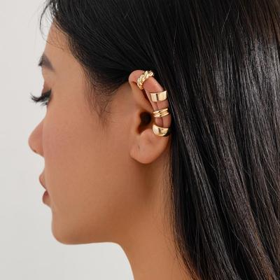 Retro Geometric Ear Clip Set: Irregular Alloy Design from Europe and America