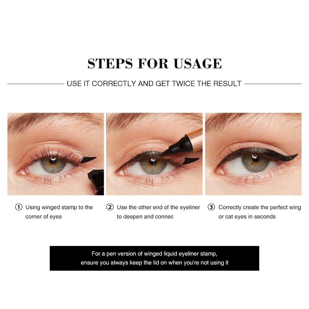 O.TWO.O Eyeliner Stamp Kit Eyeliner Pencil Waterproof Long-lasting Resistant Black Liquid Eyeliner Stamp for Eyes Makeup