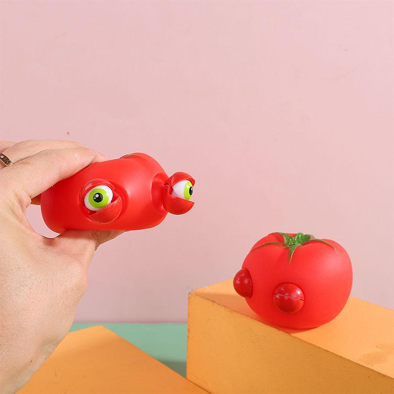 

Festive Tomato Squeeze Toy, Simulated Fruit with Burst Eyes, Soft Anti-Stress Decompression Fidget Decor for Holiday Gifting