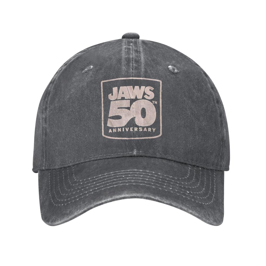 Jaws 50th Anniversary Iconic Movie Baseball Cap Distressed Denim Washed Shark Snapback Men Women Seasons Travel Hats