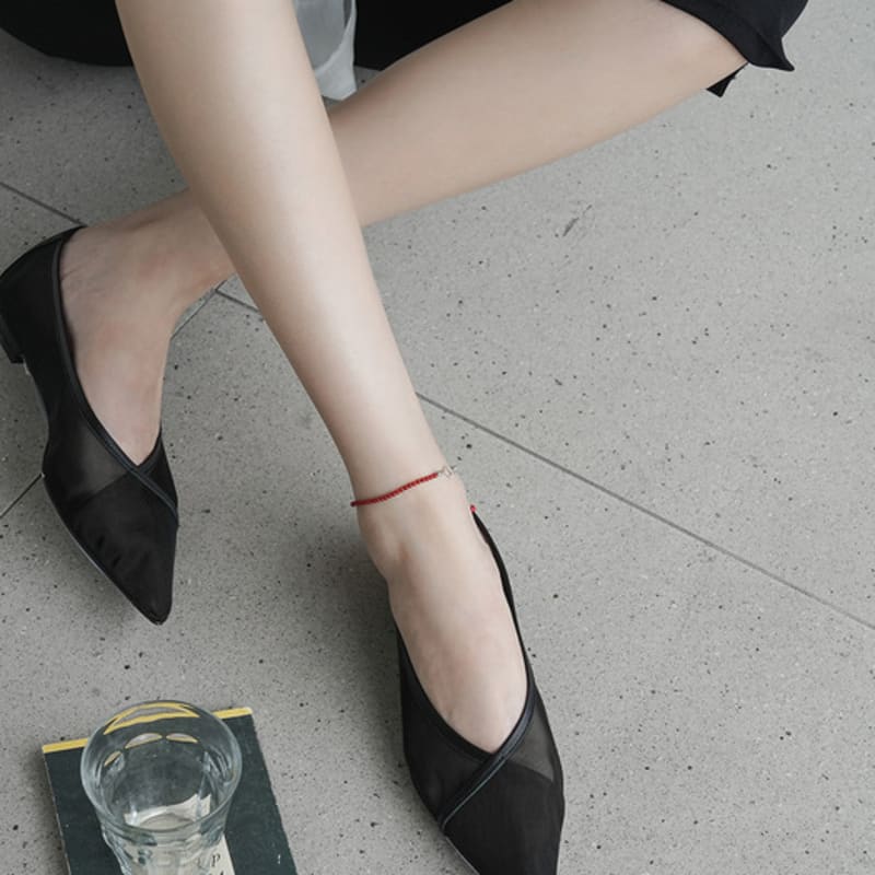 modernlike silver 925 coral red pearl anklet 2mm