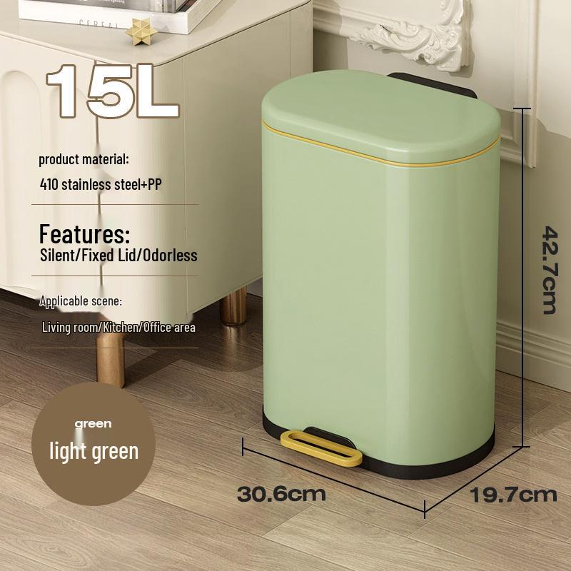 Stainless Steel Soft-Close Foot-Operated Trash Can for Kitchen, Living Room, and Bathroom
