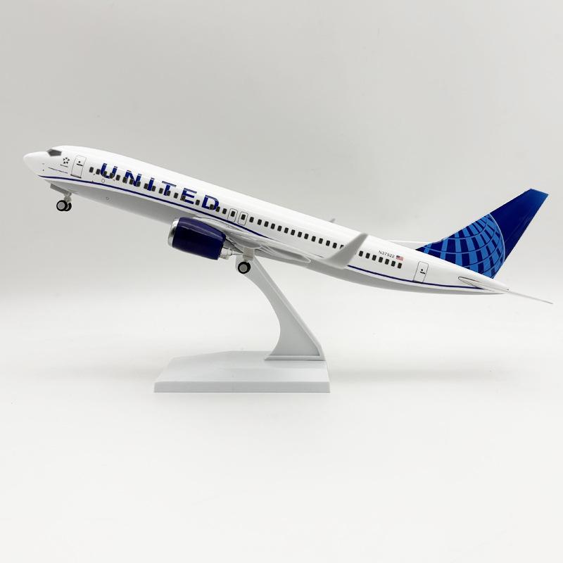 Air United Airways B737 30cm Diecast Aircraft Model Resin Miniature Plane Wheels & Base For Aviation Enthusiasts Home Decor