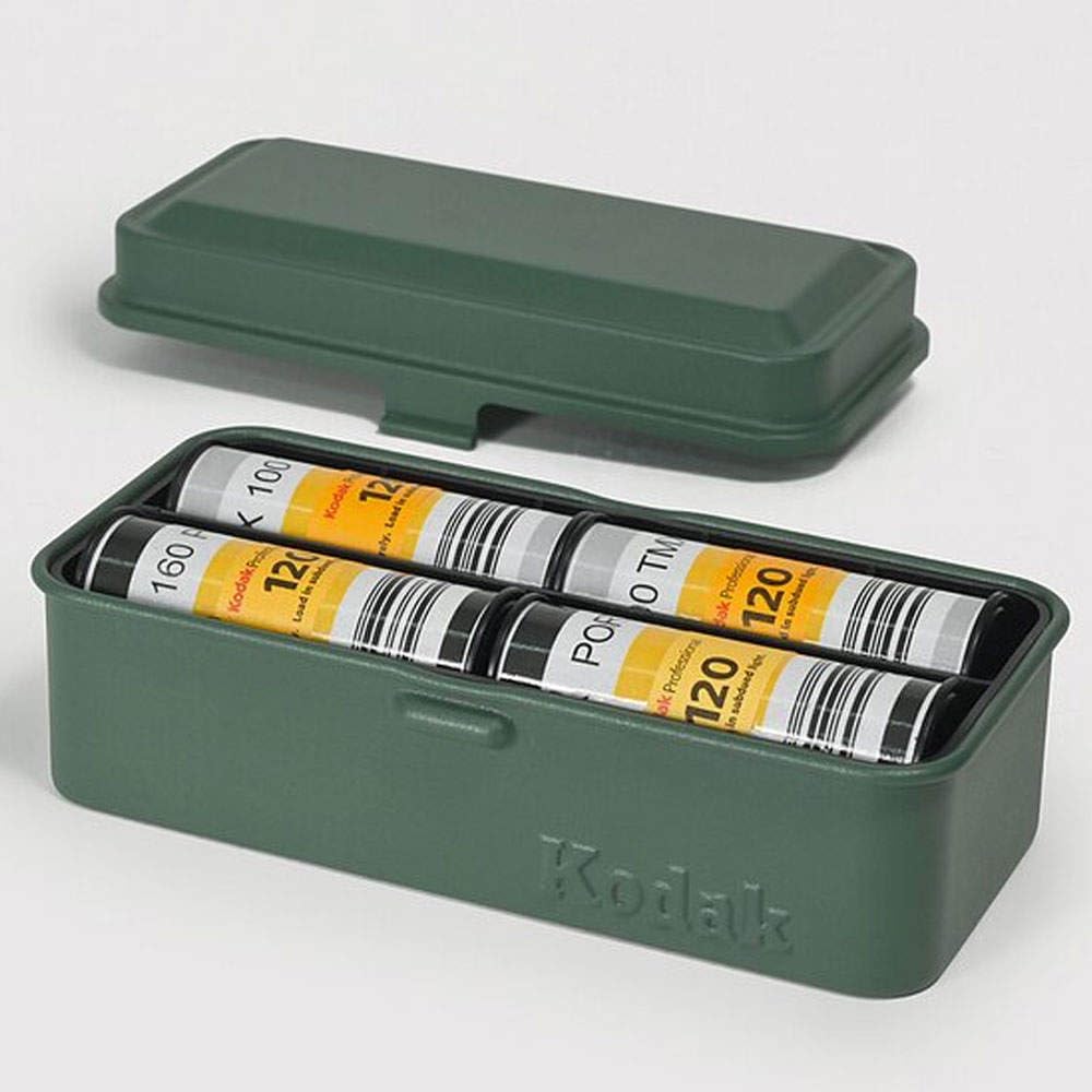 KODAK Film Case Holds 8 Rolls of 120 Film 10 Rolls of 35mm Film Retro Steel Case for Film Organization Protection 120/135 - / - & (Olive Top/Olive