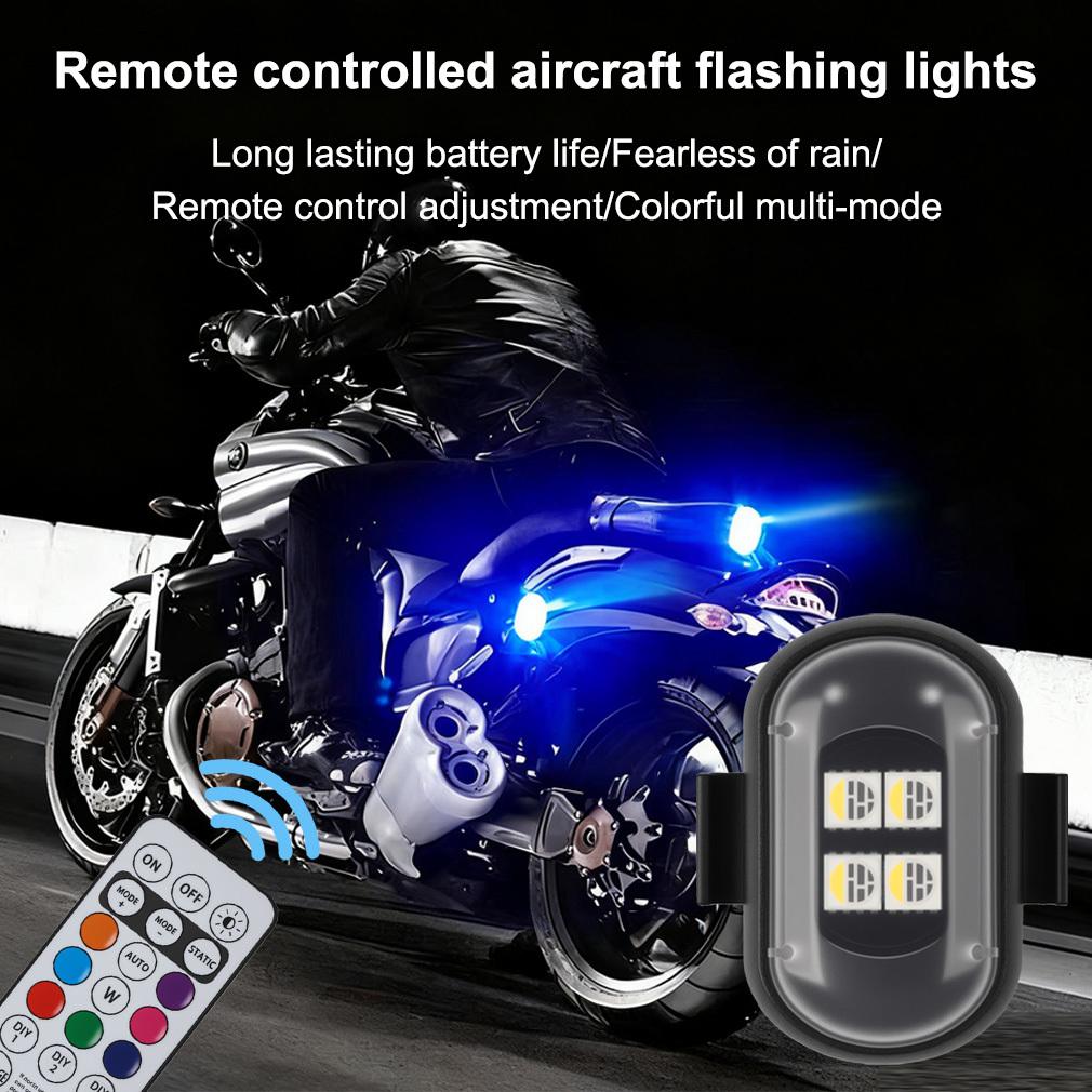 6Pcs RGB Led Car Strobe Lights Motorcycle LED Flash Position Wireless Light 8 Colors Aircraft Airplane Helicopter Warning Lights Accessories