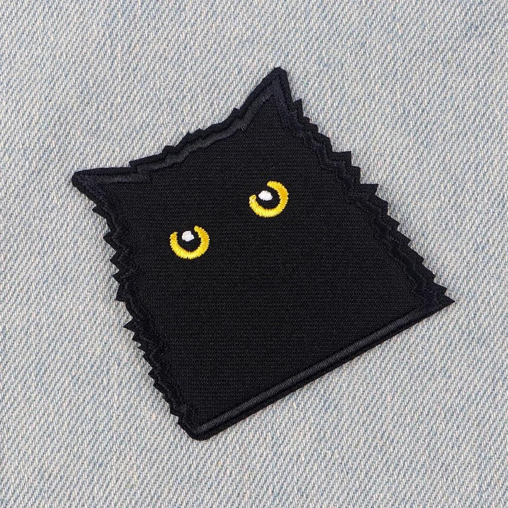 1Pcs Black Cat Embroidered Patches Applique Clothing Patch Decoration