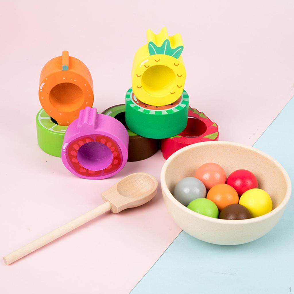 Rainbow Colored Sorting Ball in Cup Color Matching Colorful Balls Counting Fine Motor Skill