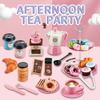 Afternoon Tea Toy Kit Gifts Pretend Playing Ideal For Boys and Girls Kids Playing House Toy Simulation Coffee Machine Cake Table Snack