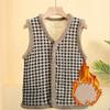Women's Fall/Winter Floral Print Fleece-Lined Thickened Ethnic-Style Vest Warm Jacket for Mothers