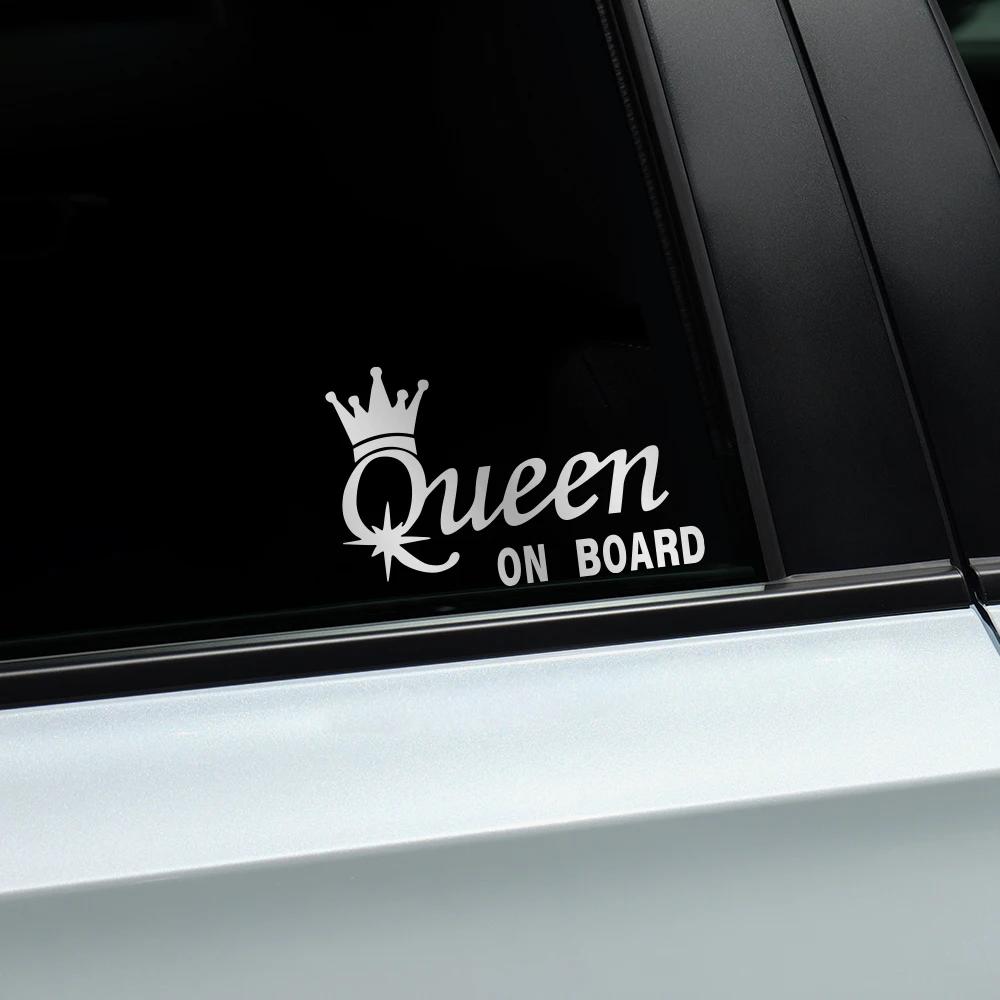 Kreativer Autoaufkleber Kronen-Design QUEEN AN BORD Vinyl-Abziehbild Wasserdicht Personalisierte Auto-Styling Dekoratives Aufkleber-Zubehör