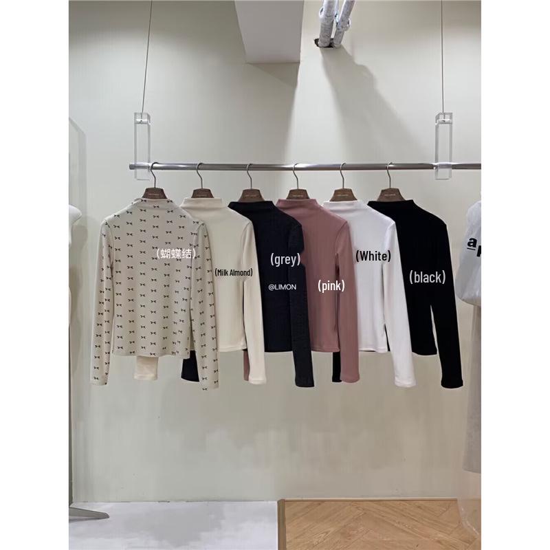 

Lemon Green Tea Versatile Thickened Wool Blend T-Shirt (7% Wool) 7100 Black