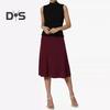 Women's Knee Length Skirt Summer Casual High Waisted Flared A-Line Skirt Stretchy Simple Foldover Midi Skirt