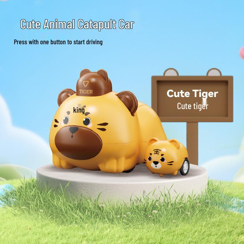 Cartoon Animal Pull-back Car Toy with Twist Egg Candy for Kids and Parents