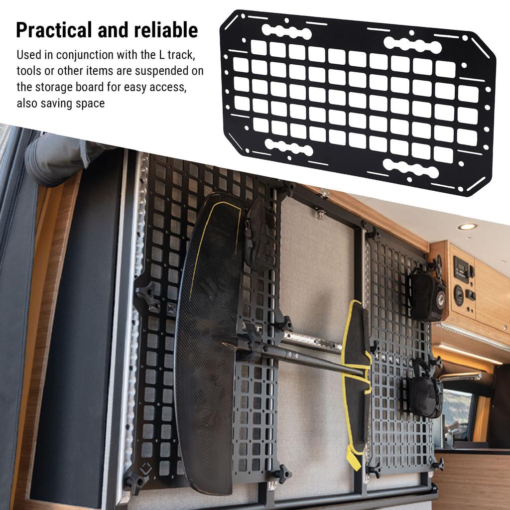 Truck Bed Molle Panel 10.51x19.25x0.08in Aluminium Side Truck Bed Molle Panel Rack System for Sedans SUVs Pickups Trucks RVs Tra