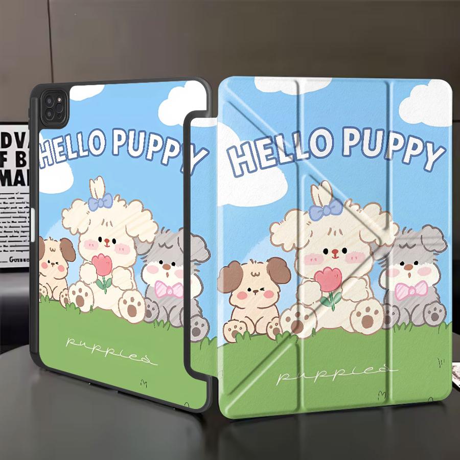 Black And White Puppy Holder Cover Tablet Case For iPad Mini 6 7 Air 4 5 M3 M2 1 2 M4 11inch Pro 11th 10th 9th 8th 7th 12.9inch