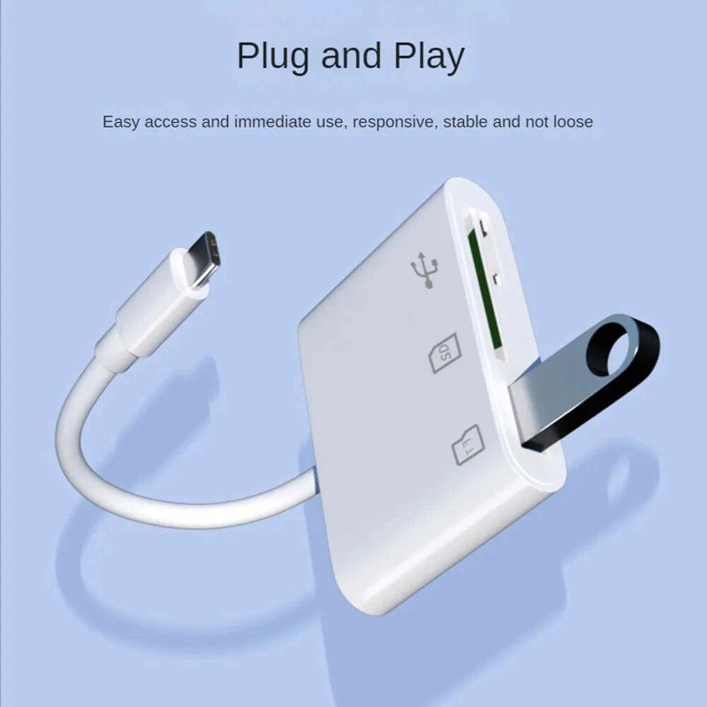 3 In 1 Adapter Type-C, Tf, Cf, Sd, Memory Card Reader, Recorder, Compact Flash Usb-C, Pro, Huawei, Macbook