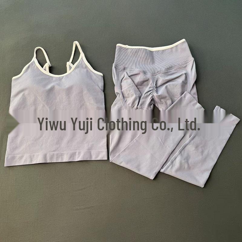 Dámský bezešvý barevný set na jógu TEVEO: Rychleschnoucí fitness oblečení s krásným designem zad.