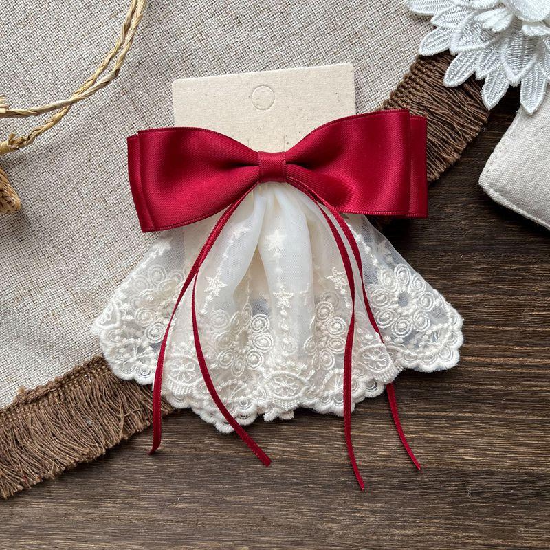 Sweet Bow Hair Clips for Girls White Floral Lace Decorative Barrette New Product Hair Accessories