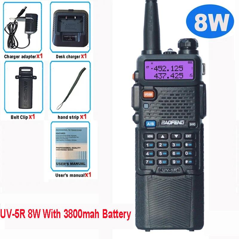 1/2 Pcs Baofeng UV-5R 5W 8W True High Power Walkie Talkie Long Range 10km FM Two Way Portable Radio UV5R Handheld Transceiver