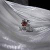 Design Sense Darkblood Cross Ring Niche Ruby Zircon Ring Personality French High-End Jewelry