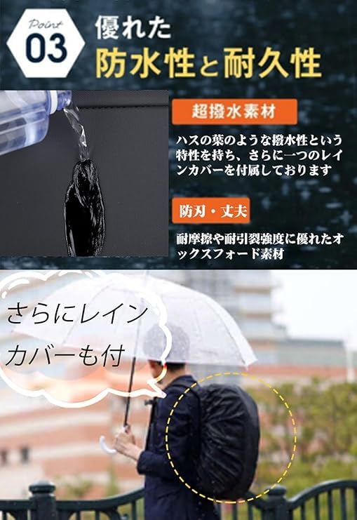 Business with Rain Fits with USB Charging Suitable for Business and Popular and [SUNOGE] Men's Backpack, Waterproof, Cover, Lightweight, 15.6-inch