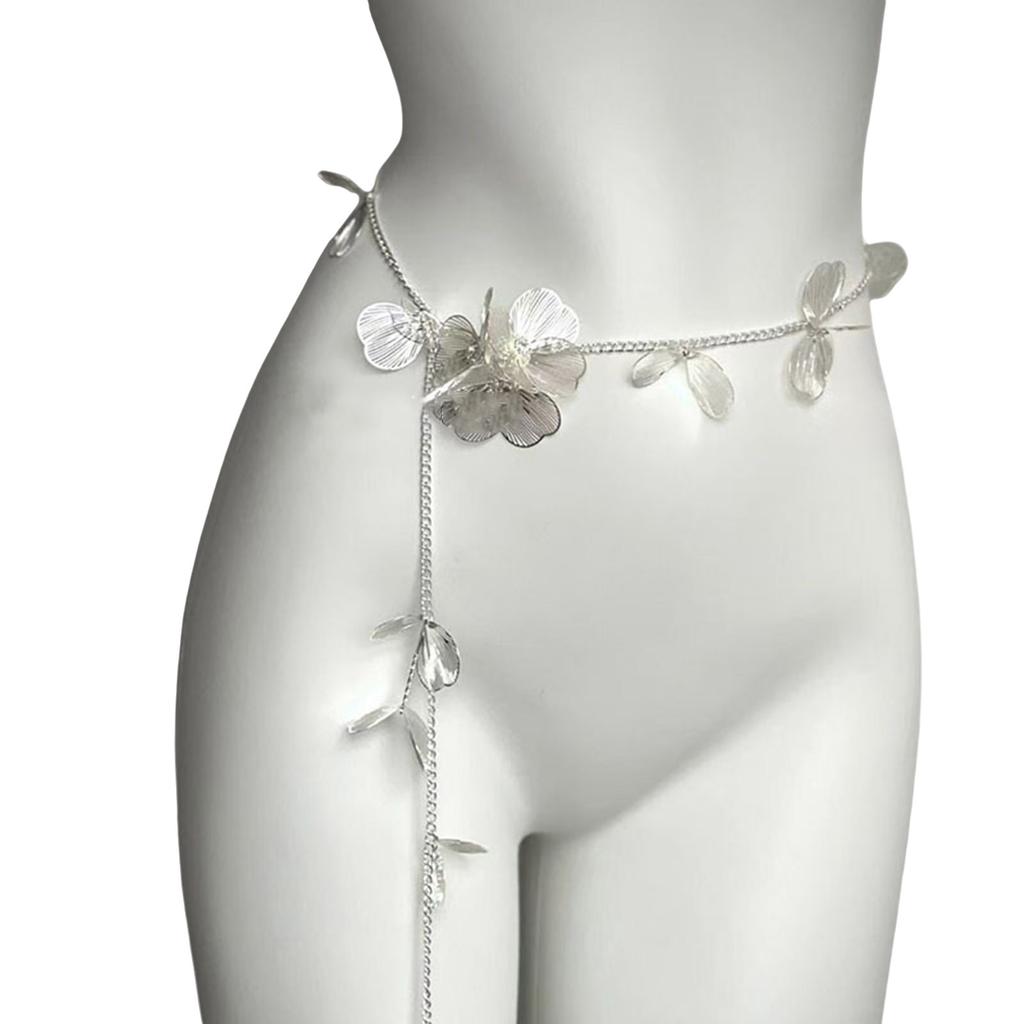 Elegant Flower Butterfly Pearl Waist Chain Multilayer/Single Layer Body Chain Decorative Belly Decor for Fashion Women