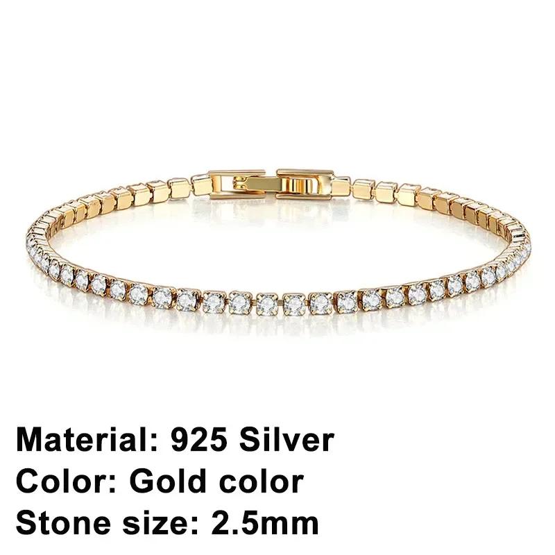New 925 Pure Silver Rose Gold Bracelet Shining Classic Hip Hop Crystal Tennis Bracelet Women's Jewelry Fashion Wedding Gift