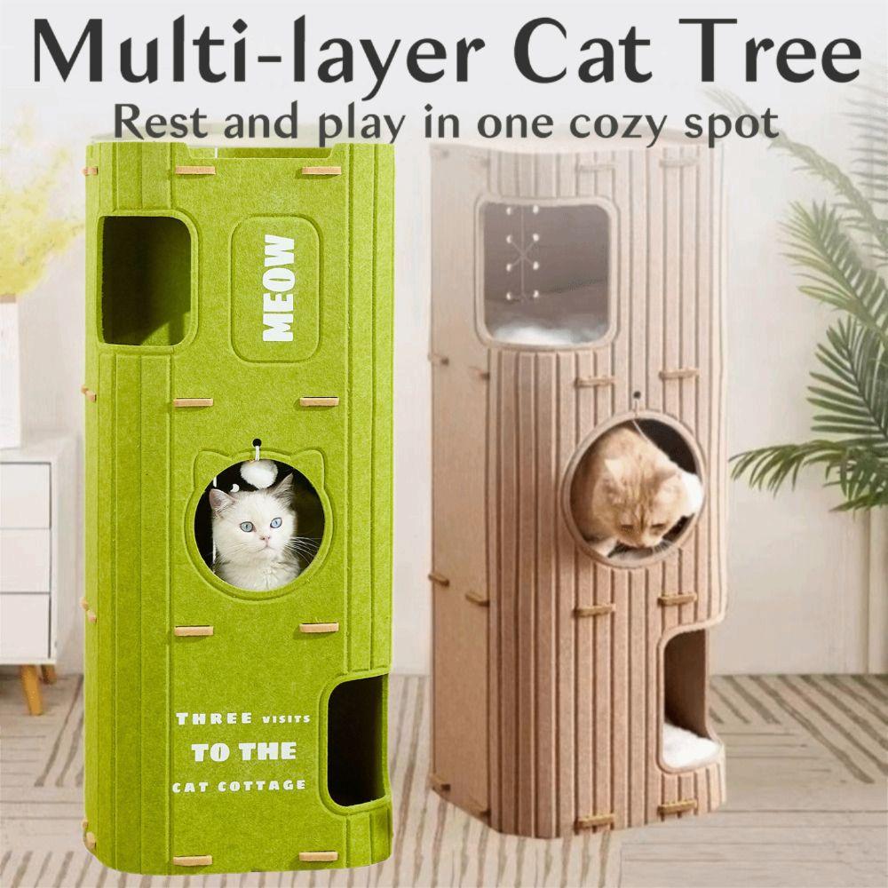 2 Floors/3 Floors Cat House All-in-one Cat Bed Creative Cat Castle House  Cat Sleeping/scratching