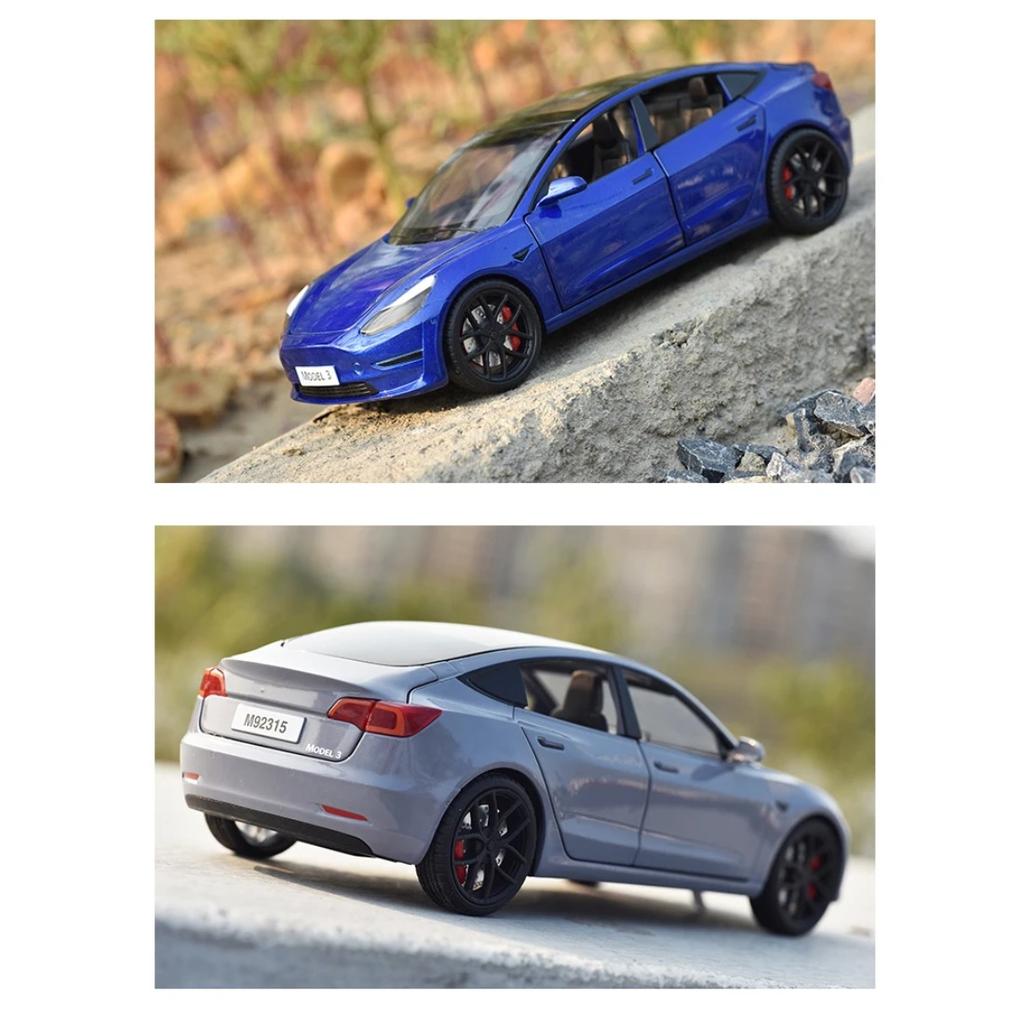 1/24 Tesla Model 3 Alloy Die Cast Car Model Simulation Sound and Light Children's Toy Car Gift Collection Boy Game Vehicle