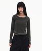 FILLUMINATE (W) Ribbed Button Long Sleeve - Charcoal