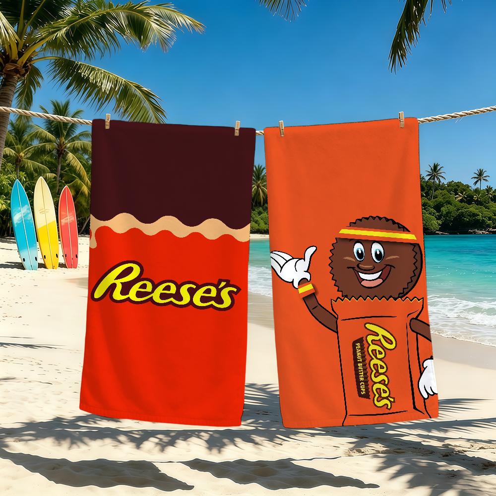 E-Reeses-ES Logo Chocolate Towel For Outdoor Camping Beach Towel Super Absorbent Quick-Drying Summer Towel