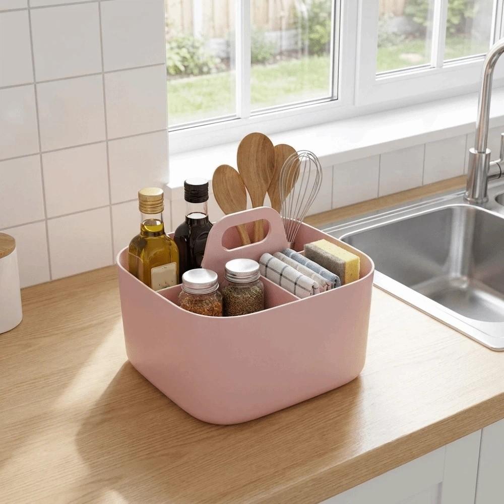 with Handle Cosmetic Organiser Multi-compartment Desk Storage Basket Split Pen Organiser Dormitory
