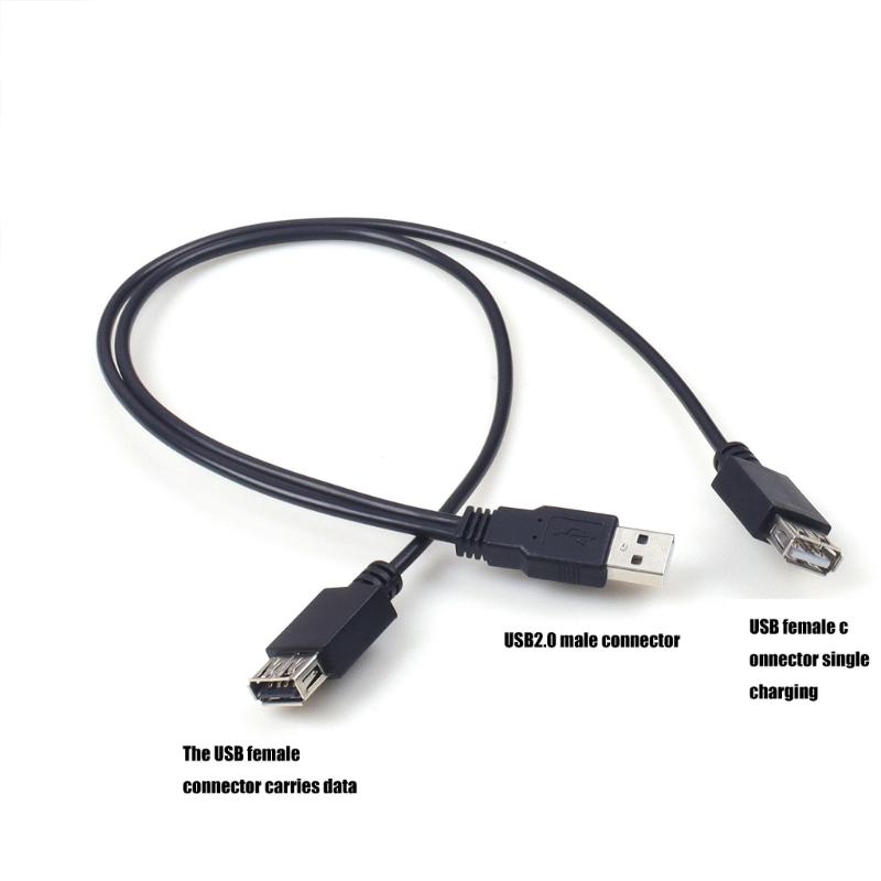 Double USB2.0 A Female Hub Splitter Cable 40cm Length USB2.0 Active/Passive Adapter Cord For Multiple Devices