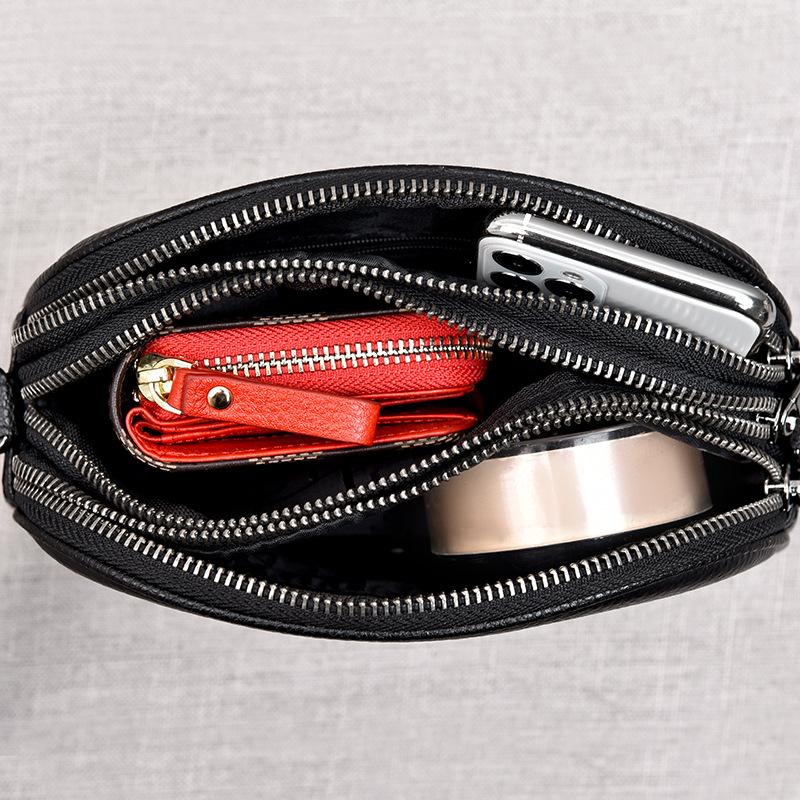 Crossbody Bag with Three Layers, Small Inner Compartments, Fashionable Single-shoulder Design, Women's Casual Small Round Bag