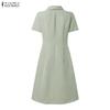 ZANZEA Women Elegant Lapel Collar Casual Short Sleeve Dress